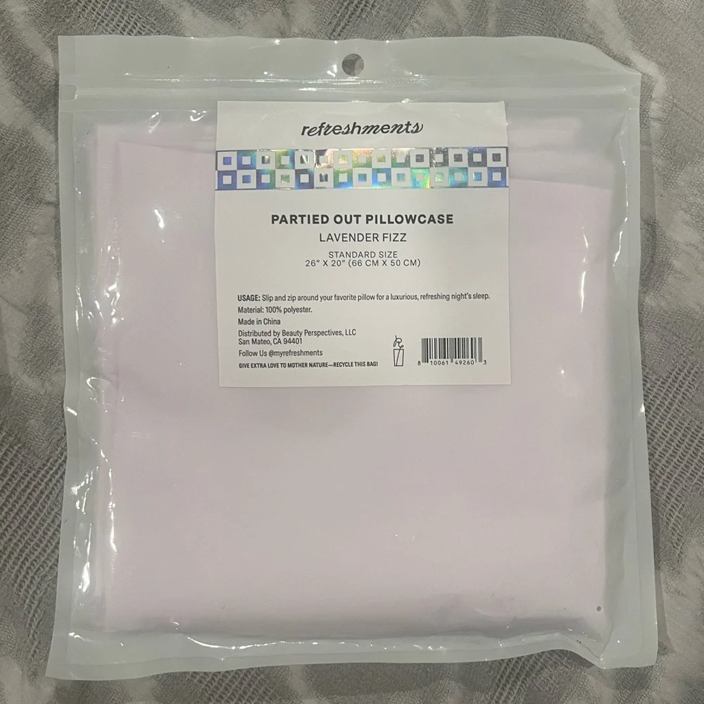 Brand New refreshments PARTIED OUT PILLOWCASE LAVENDER FIZZ - Picture 1 of 2